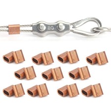 20Pcs Wire Rope Sleeve M3 Copper Oval Crimping Loop Rope Clamp Fastening Assort-