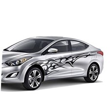 1 Set Car Body Side Truck Decal Vinyl Flame Graphics Racing Stripes Black