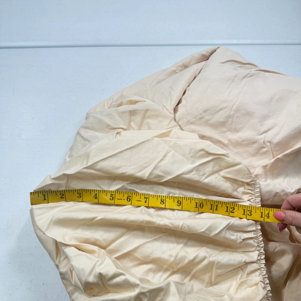 Sábana bajera calvin klein queen beige macizo 100% algodón peinado tonos neutros Foto 3 de 4