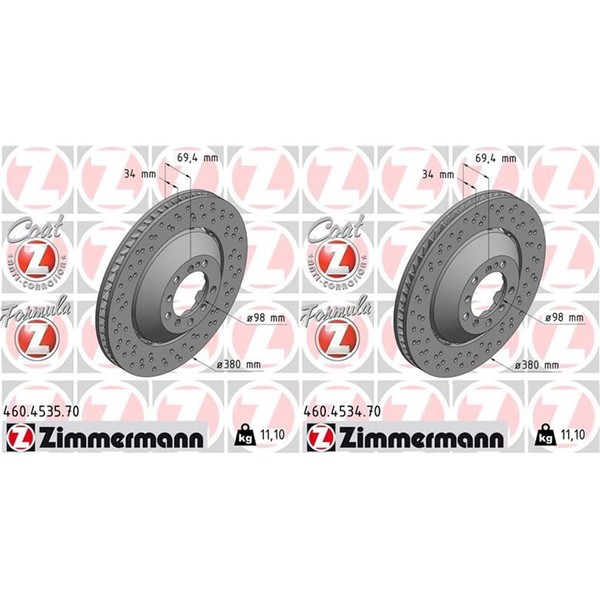 2X Zimmermann Formula Z Bremsscheiben 380Mm Vorne Passend FüR Porsche 718 Cayman-image