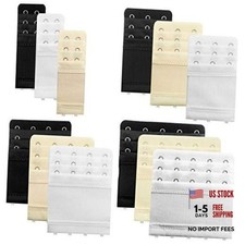 12 Pieces Flexible Bra Extender Strap 2/3/4/5 Hooks 3 Rows Adjustable Elastic