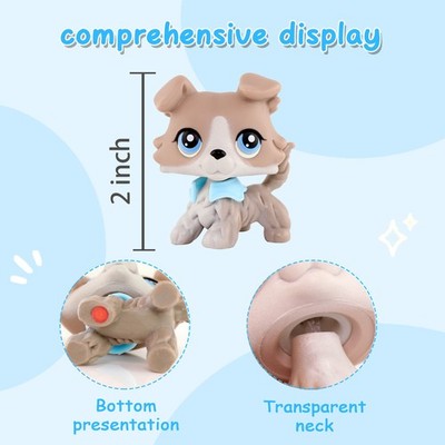 1PCS Mini Pet Shop LPS Toy Collie#67Gray White Body Blue Eyes Kid