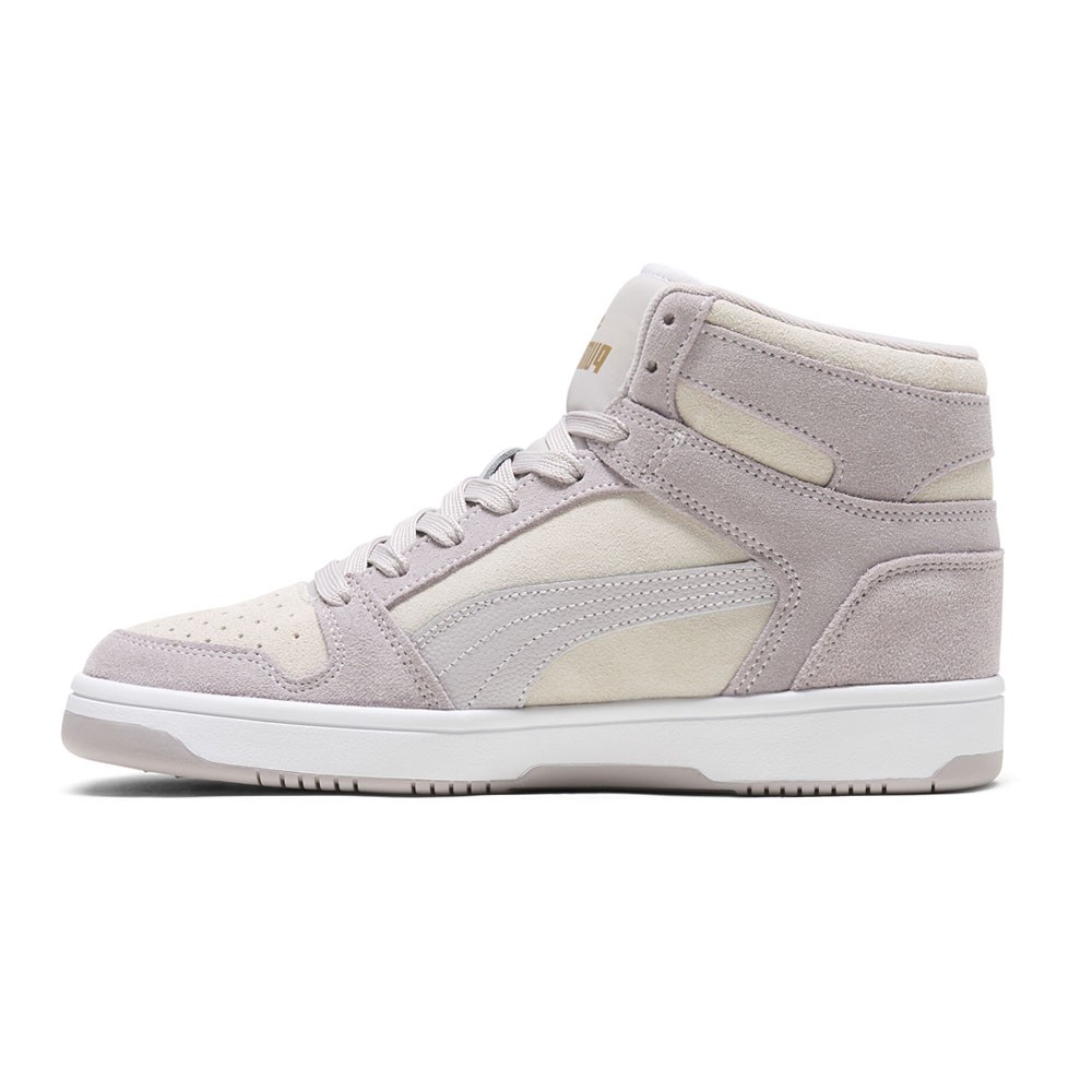 PUMA Rebound Layup Stone Perforated High Top  Womens Grey, Off White Sneakers Ca thumbnail 3