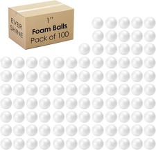 100 Pack 1 Inch Smooth White Craft Foam Balls for DIY Art Projects