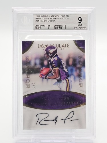 RANDY MOSS 2017 PANINI IMMACULATE COLLECTION MOMENTS AUTO /5 BGS 9 MINT Q2475