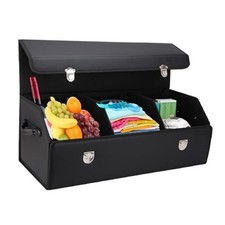 Trunk Organizer for Car, SUV Trunk Organizer Leather Storage, Cargo Large Black