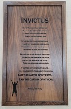 Walnut Invictus Poem Plaque with Live Edge Walnut Frame Inspirational Wall Art