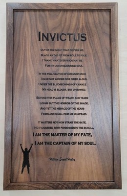 Walnut Invictus Poem Plaque with Live Edge Walnut Frame| Inspirational Wall Art