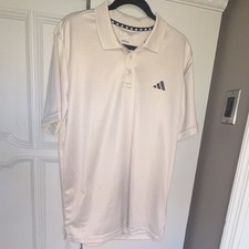 adidas AEROREADY Polo Shirt Beige Short Sleeve Moisture Wicking Men L Regular