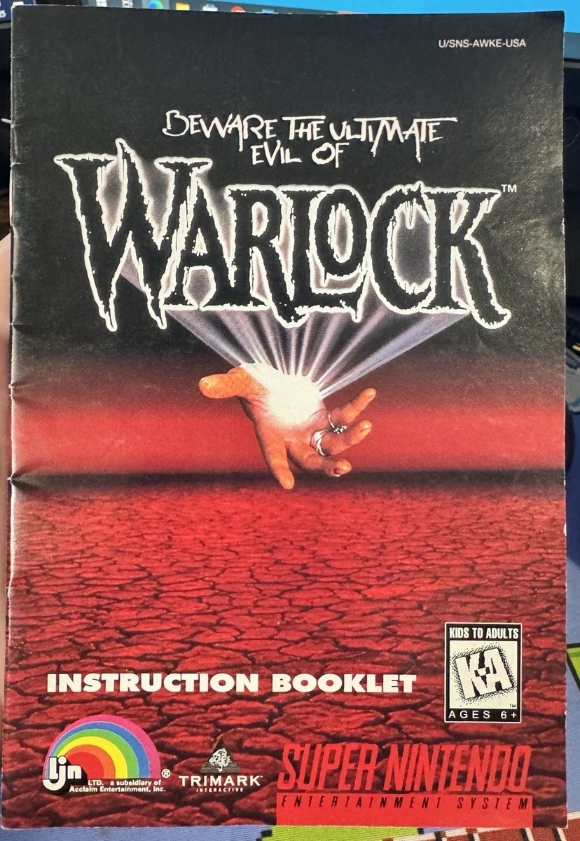 WARLOCK BEWARE OF THE ULTIMATE EVIL **MANUAL ONLY (Super