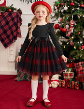Toddler Girl Long Sleeve Ruffle Dress Tulle Skirt Party Wedding Outfit 3-8Y
