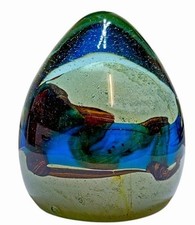 Vintage Mdina Glass Paperweight – Signed, 9.5 cm Tall