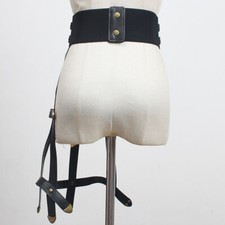 Ladies Punk Rock Leather Waistband Wide Belt Bandage Elastic PU Dance Costume