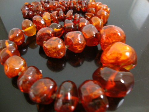 Long 67cm 27" Knotted Beads Genuine Baltic Amber Honey Cognac Necklace 53Gr - Picture 6 of 8
