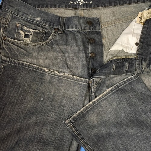 7 For All Mankind Mens Blue Button Fly Slouchy Jeans Sz 36x31 - Picture 6 of 12