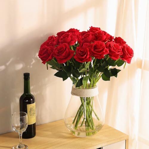 10Pcs Artificial Roses Flowers, Realistic Blossom Roses, Real Touch Silk Red - Picture 4 of 7