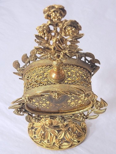 Botella de perfume grande I&M Novelty MFG Co NE vintage Ormolu 479 - Imagen 2 de 8
