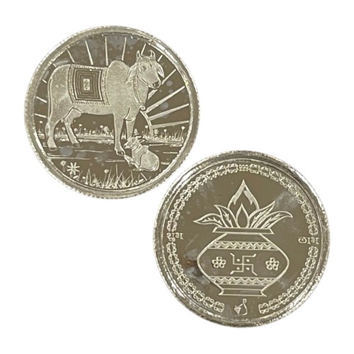 999 Pure Silver Kamdhenu Cow / Hindu Kalash 5 Gram Coin - Picture 5 of 6