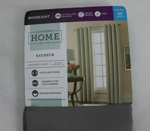 JCP 50 95 Liz Claiborne Kathryn Gray Grey Light Filtering Grommet Curtain Panel - Picture 6 of 8