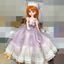 Full Set 1/6 30cm BJD Doll + Purple Eyes Dress + Hair Accessories Toys Assembled