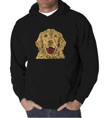 L.A Pop Art Men's Word Art Hooded Sweatshirt - Dog Size Large