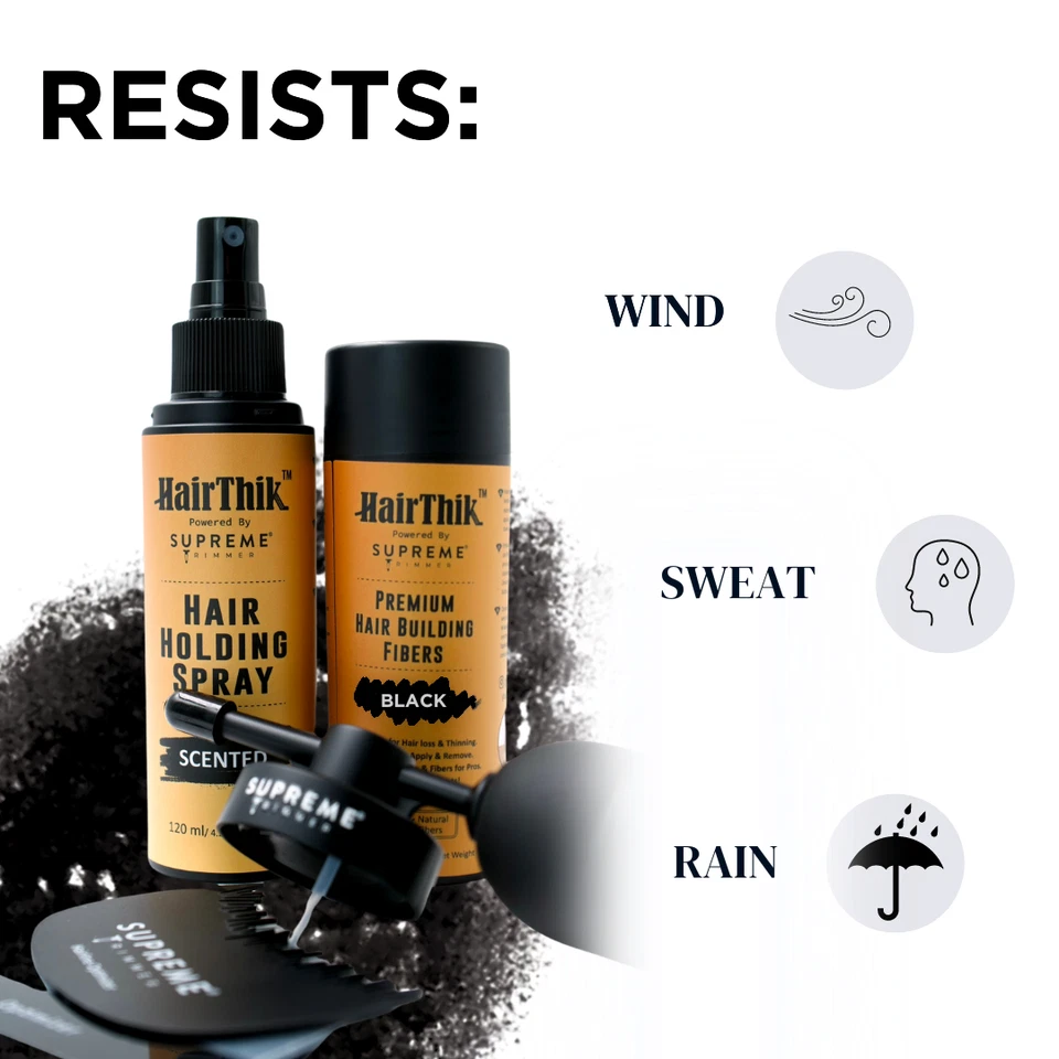 Supreme триммер волокна для наращивания волос и удерживающий спрей 9 в 1 набор | 25 г черный - Изображение 4 из 4