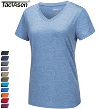 Womens Short Sleeve Workout V-Neck T-Shirt Quick Dry Lightweight Yoga Gym Shirts