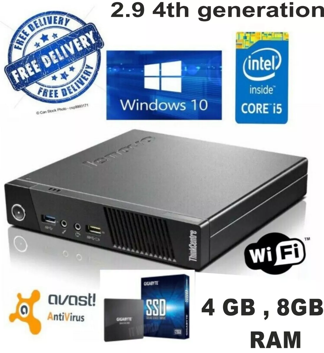 LENOVO THINKCENTRE M73 TINY INTEL PENTIUM CORE i5 8GB RAM 240GB SSD WIN 10 WIFI