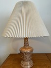 Vintage Mid-Century Glazed Ceramic Pink With Gold Lamp — photo 10