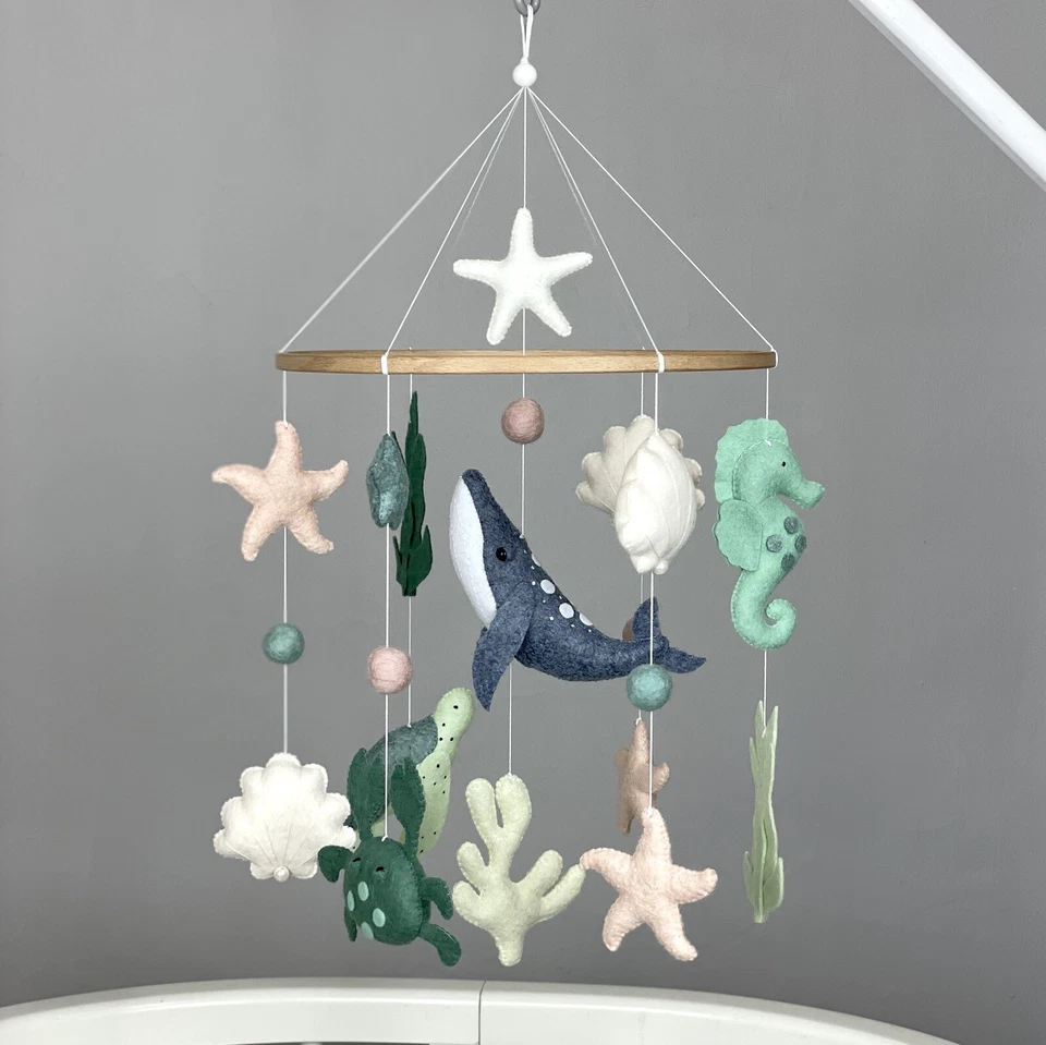 Bebé móvil océano cuna móvil náutico criatura marina móvil bajo el mar móvil Foto 2 de 4