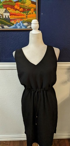 Decjuba Black Sleeveless Drawstring Dress Australia Knee Length Sz 8 Medium M