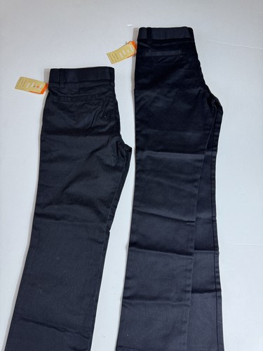 Boys' Pants Uniforms Adjustable Waist Stretch Flat Front 2 Pairs Sz 12 Black - Picture 6 of 6