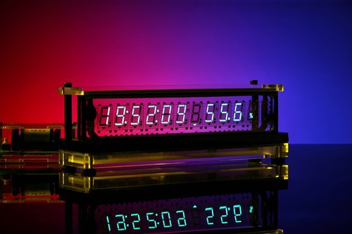 VFD Tube Clock Large Display Home Desktop Decor Clock Temp & Humidity Display - Picture 4 of 8