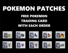 POKEMON IRON ON PATCH PIKACHU BULBASAUR SQUIRTLE CHARMANDER W/ Trading card