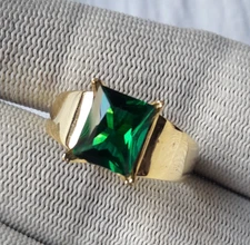 Green Emerald Gemstone 14K Solid Yellow Gold Men's Ring Men's Jewelry Gift Him.