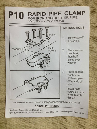 DIY EMERGENCY PIPE RAPID REPAIR LEAK FIX CLAMP 15MM-28MM, 3/8"-3/4" - Picture 3 of 3