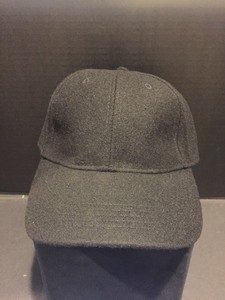 black baseball cap with leather strap