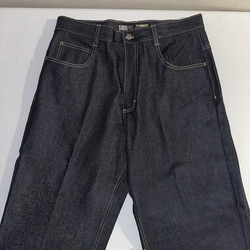 Vintage Y2K SouthPole Jeans Very Baggy Wide Leg Gold Label Dark Raw Denim 36x33 - Picture 3 of 19