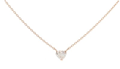 Authentic Zoe Lev Genuine Diamond Floating Heart Necklace in 14k Yellow Gold