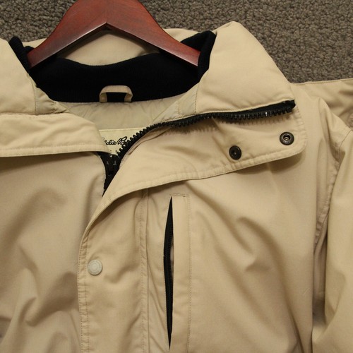 Eddie Bauer Men's M Beige Parka WPL-9647 Goose Down Removable Hood (633) - Picture 3 of 21