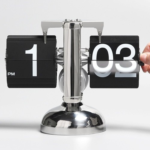 Automatic Desk Clock Flip Calendars Stainless Steel Durable Home