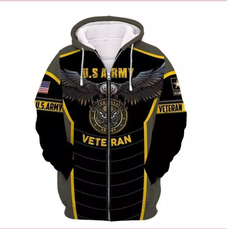 US ARMY VETERAN EAGLE 3D ZIP HOODIE Father Day Gift All Over Print Best  Price