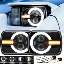 Pair For Jeep Cherokee Xj 1984-2001 5x7 7x6 Led Headlights Drl W Turn Signal