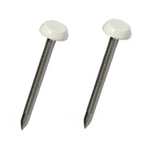 40mm White UPVC Plastic Headed Pins Nails Poly Top A4 Stainless Steel - Picture 1 of 2
