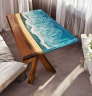 36"x24" Wave Epoxy Resin Living Room Dining Sofa Table Top Hallway Furniture Dec