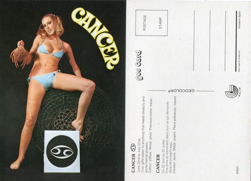 Vyg. 70s-80's Pin-Up Bikini Girls Zodiac Postcards Complete Astrology signs Set - Picture 5 of 13