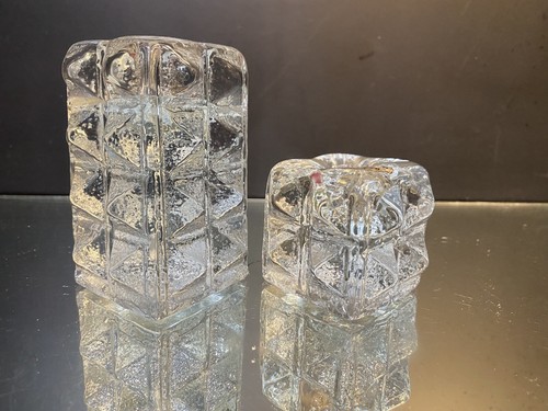 Blenko..Diamonds..Candlesticks.,Small..2.25" x 2.25"..Large..4.25" x 2.25"..NICE - Picture 4 of 8