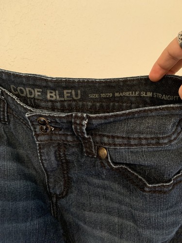 Code Bleu Marielle Slim Straight Jeans Sz 10/29 Womens Skinny Rhinestone Bling - Picture 8 of 8