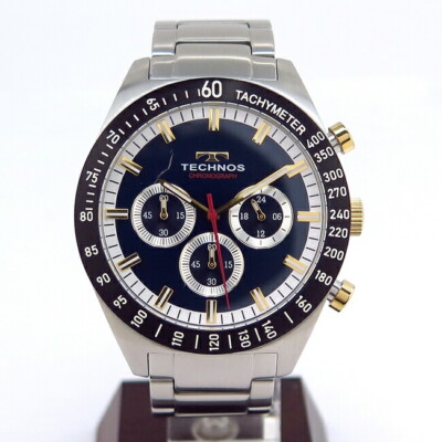 TECHNOS CHRONOGRAPH 腕時計 ネイビー Technos Chronograph Watch Quartz 42mm Men's Navy Dial Swiss