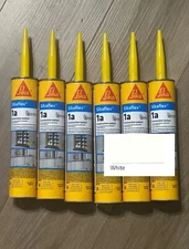 6 Pack Sikaflex 1A Polyurethane Construction Sealant Caulk, white, In Date